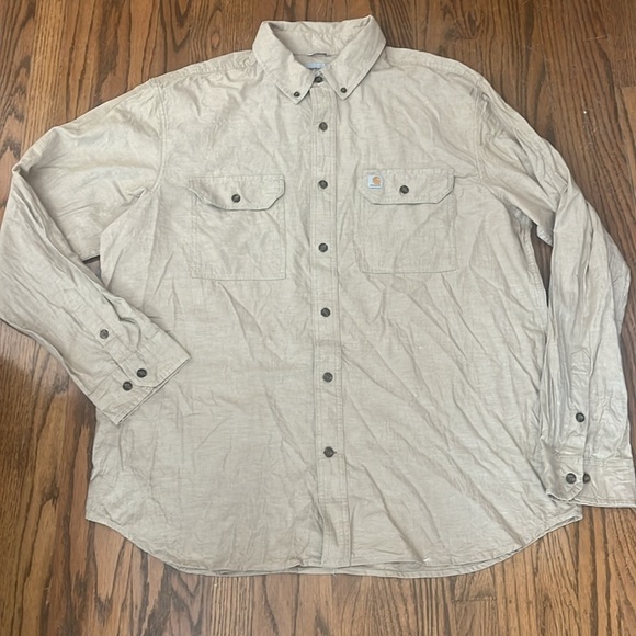 Carhartt Men's Relaxed Fit Lightweight Long-Sleeve khaki Shirt Size XL - Picture 4 of 11